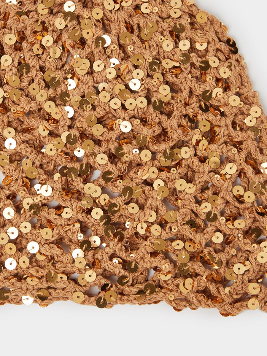 Brown Sparkling Sequin Beanie