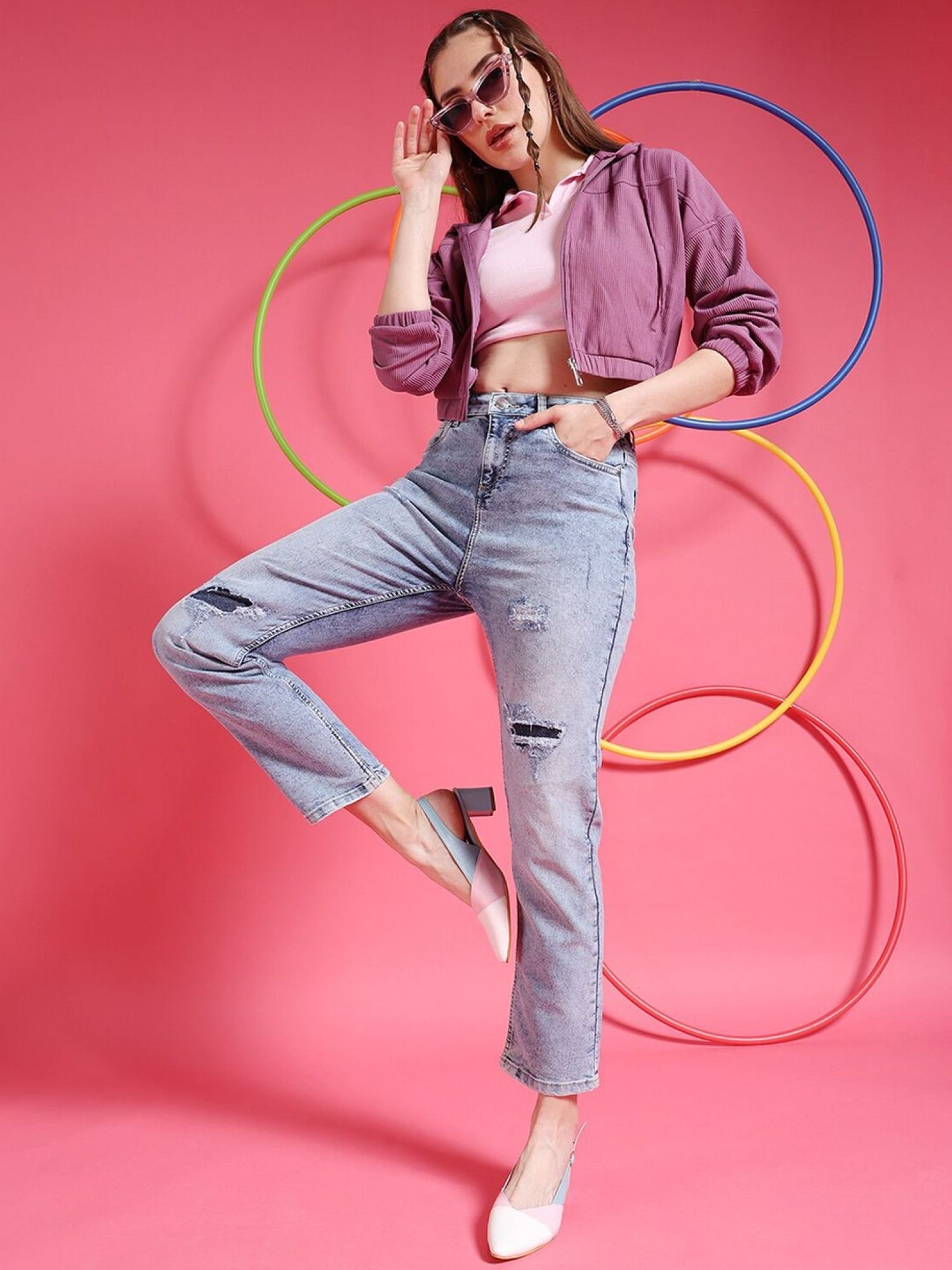 Blue Straight Fit High-Rise Stretchable Jeans