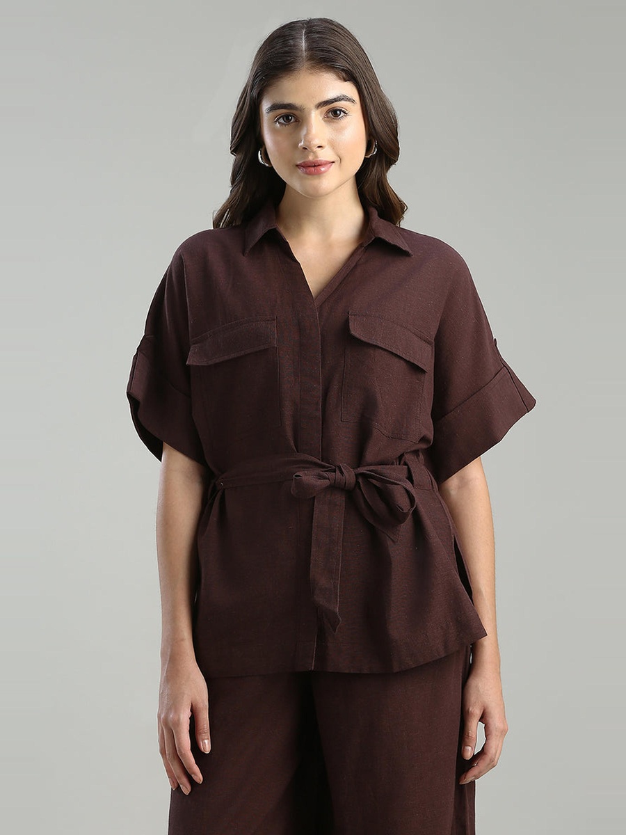 Plain Belted Utility Shirt
