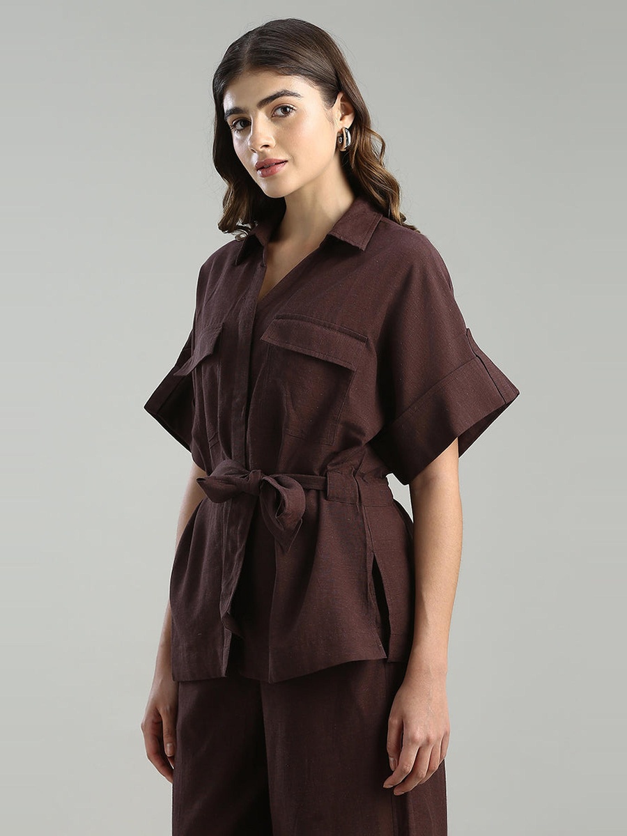 Plain Belted Utility Shirt