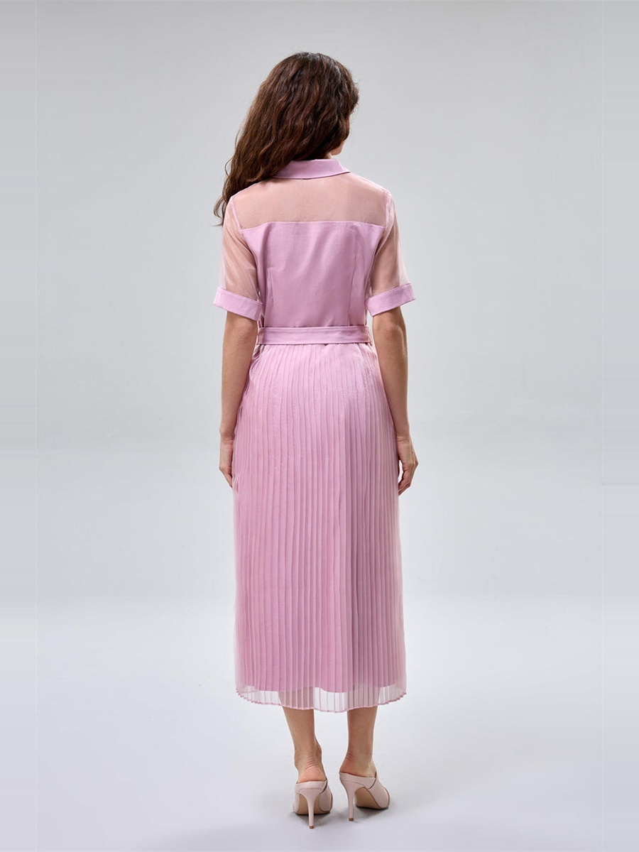 Pleated Midi Shirt Dress