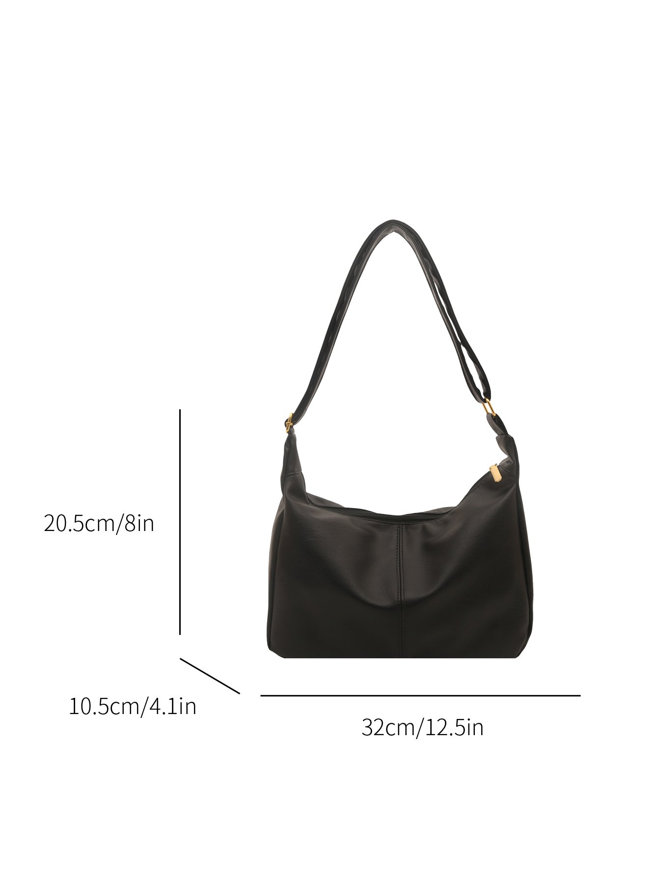 Black Faux Leather Shoulder Tote Bag