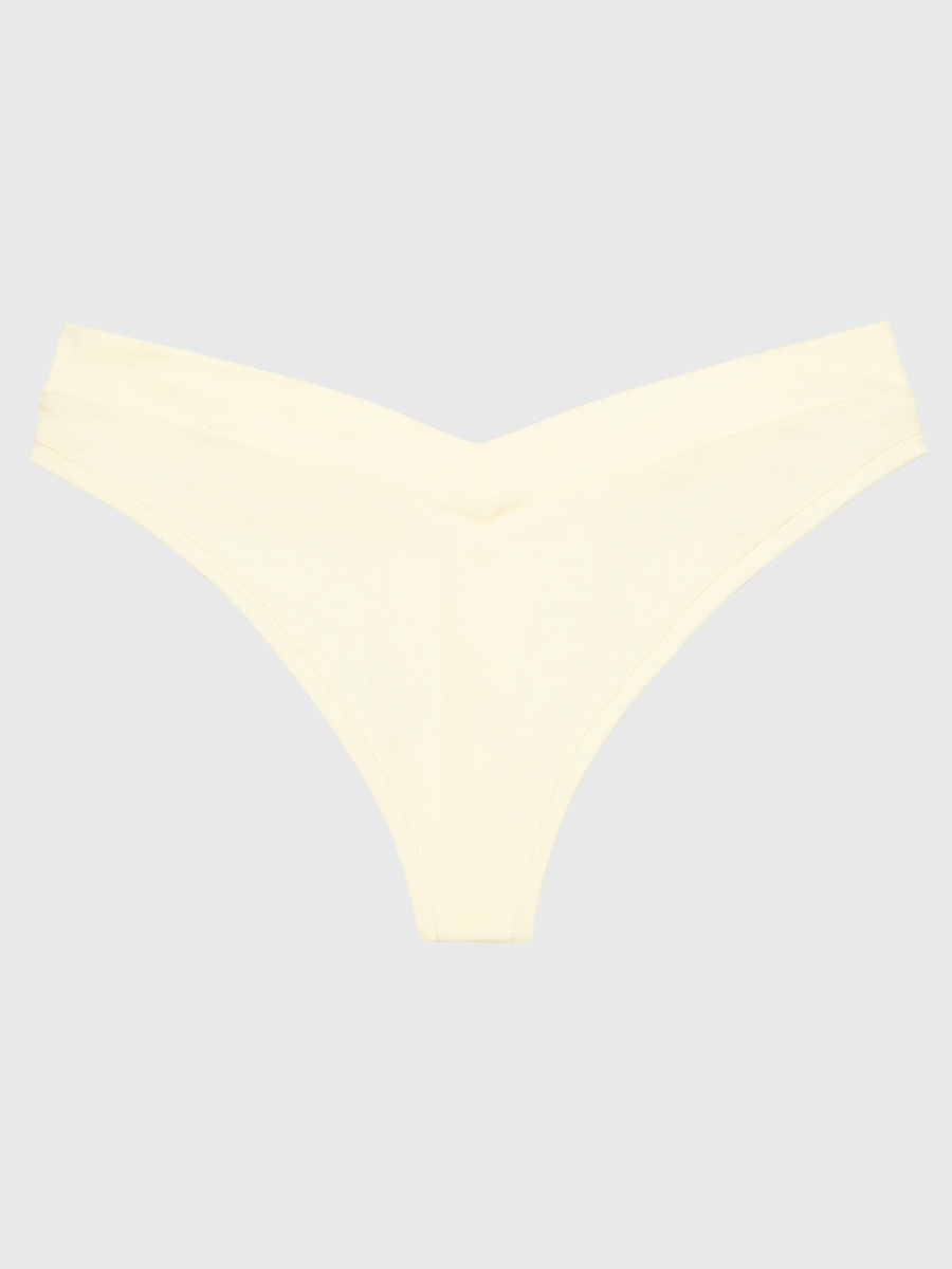 Light Yellow Wide Waist Cotton Thong