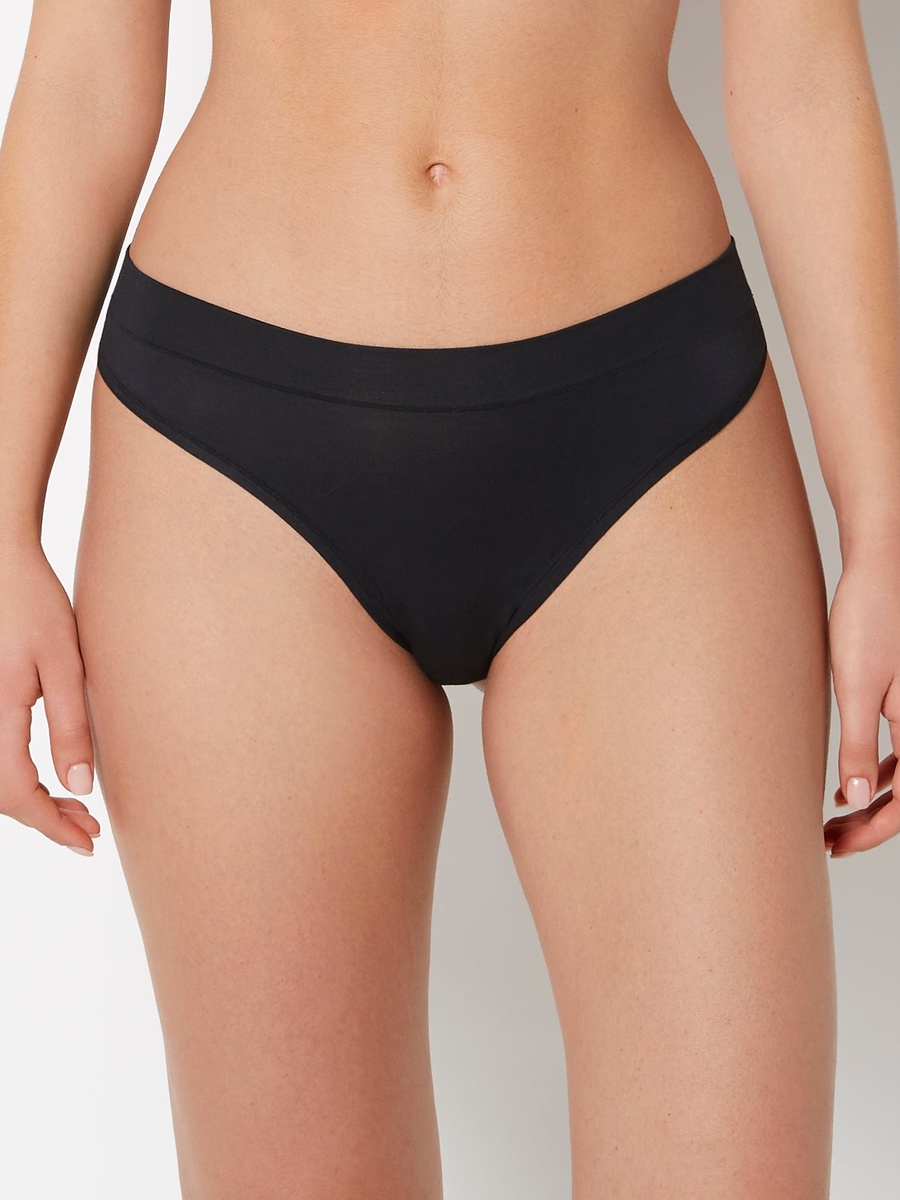 Black Smooth Comfort High Leg Thong