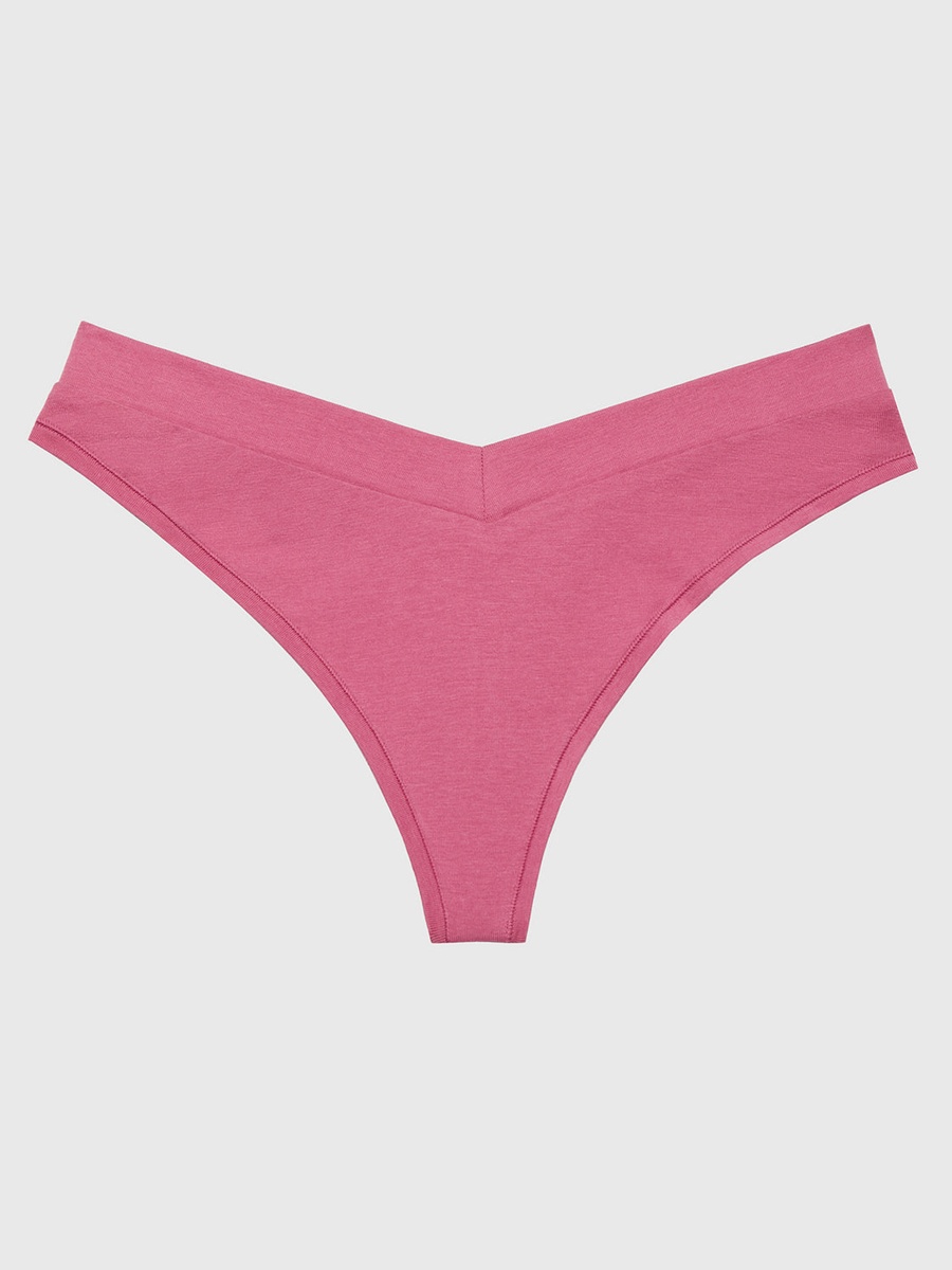 Pink Wide Waist Cotton Thong