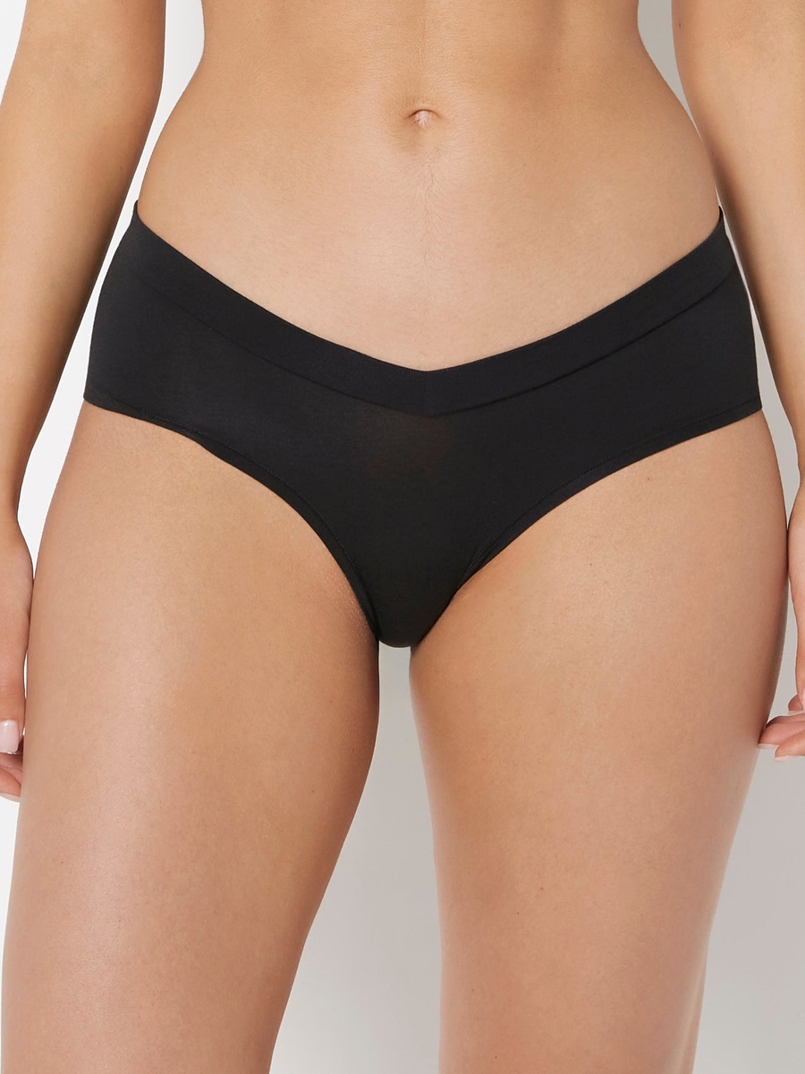 Black Hipster Wide Waist Cotton Panty
