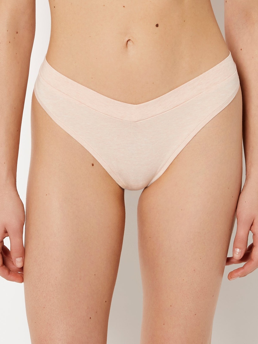 Light Pink Wide Waist Cotton Thong