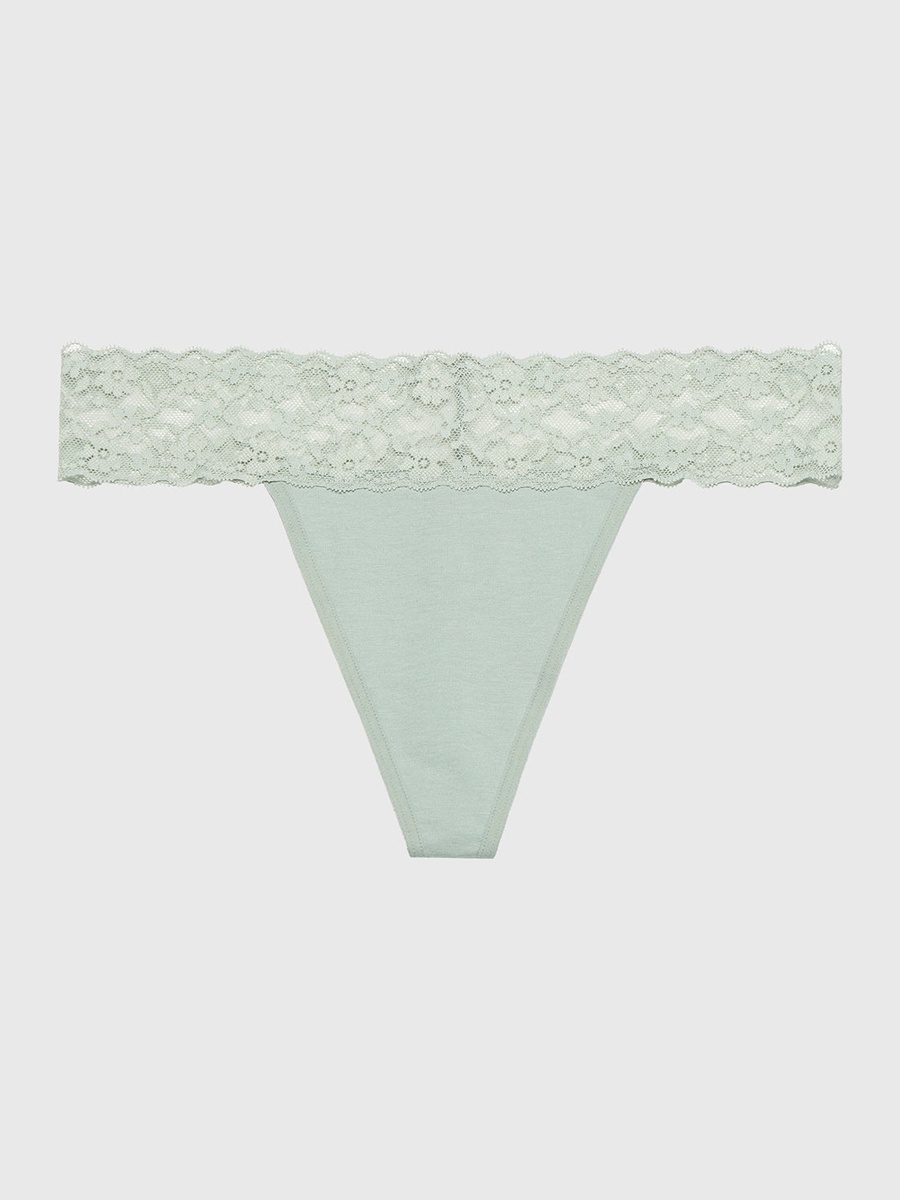 Green Lace Trim Thong