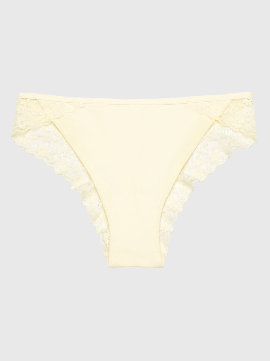 Yellow Cheeky Panty with Lace Trim