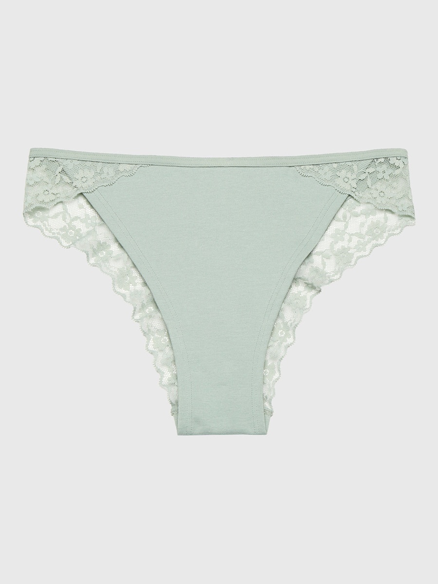 Green Cheeky Panty with Lace Trim