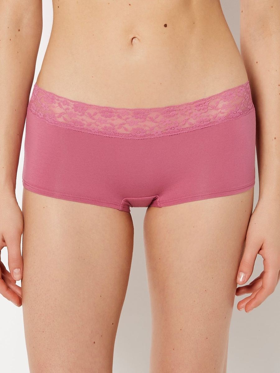 Pink Boyshorts with Lace Trim