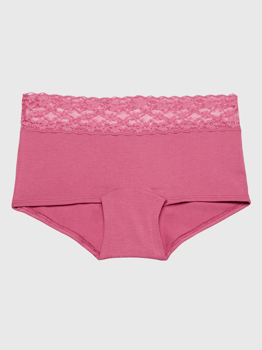 Pink Boyshorts with Lace Trim