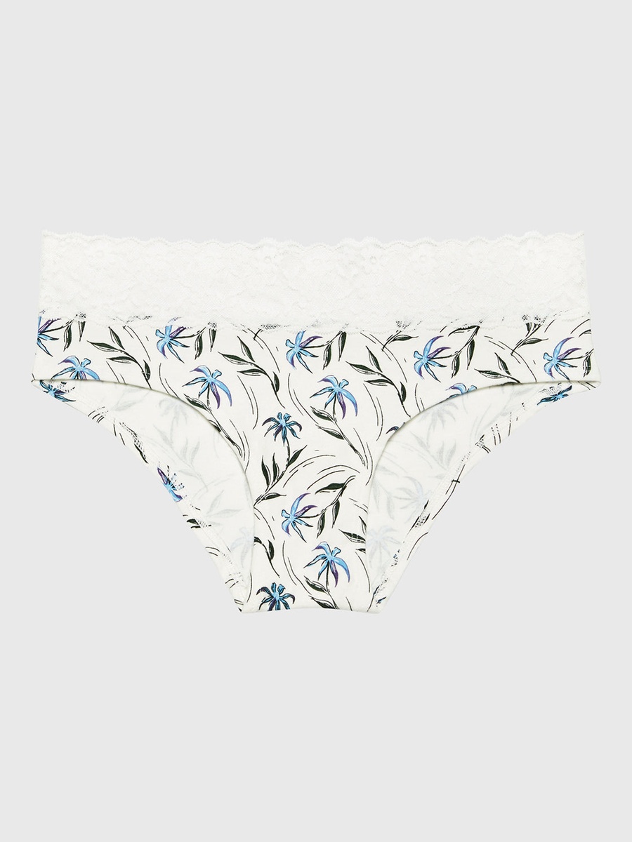 White Hipster Panty with Lace Trim