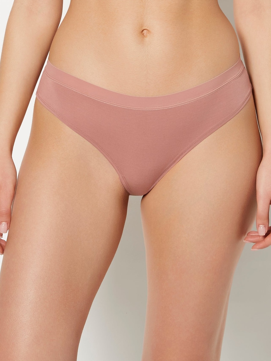Beige Solid Thong