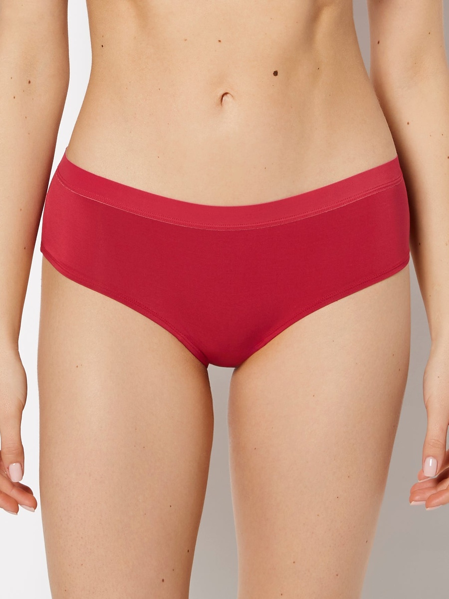 Red Solid Hipster Panty