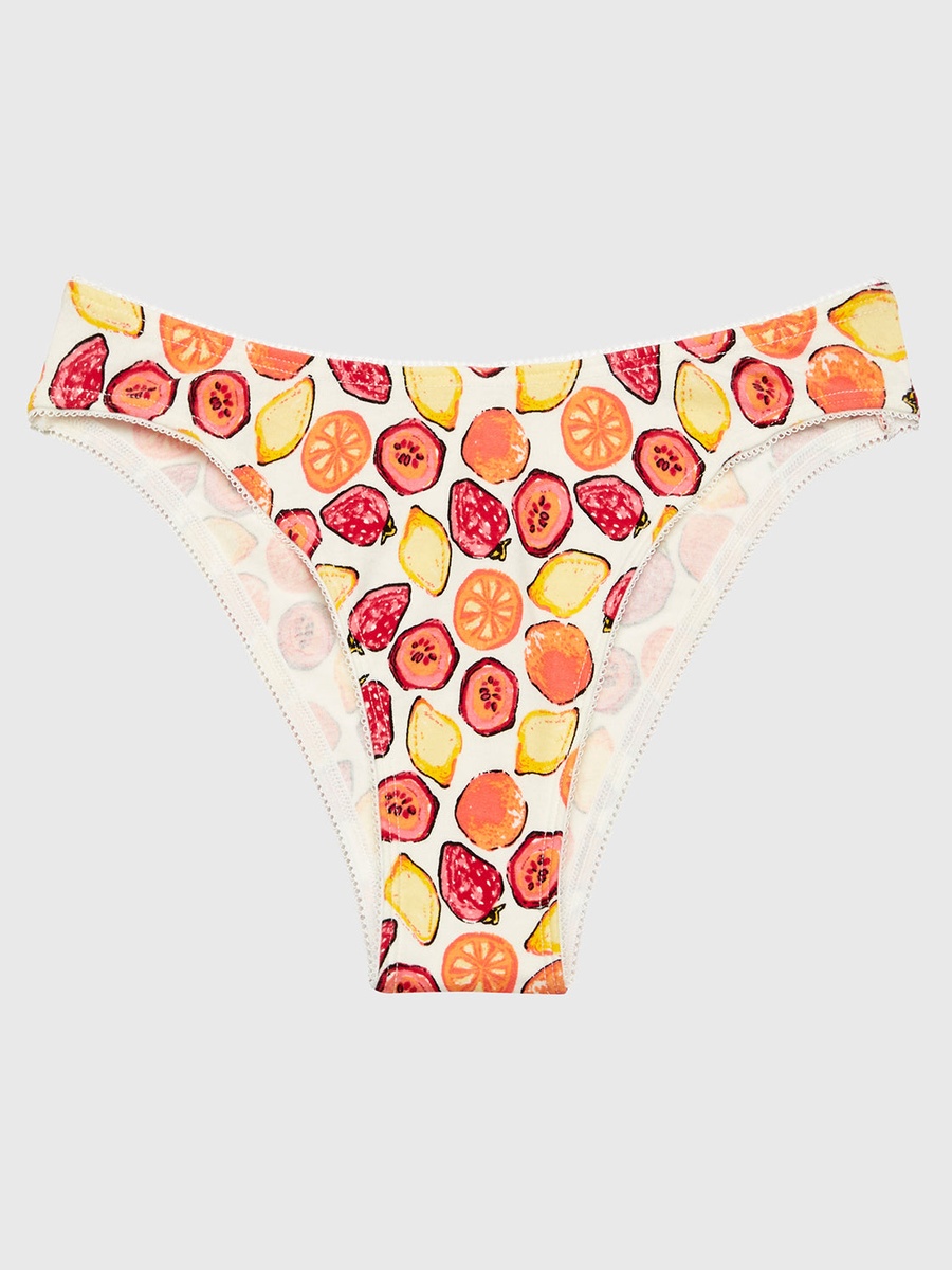 Cream Mini Cheeky Cotton Panty with Picot Trim
