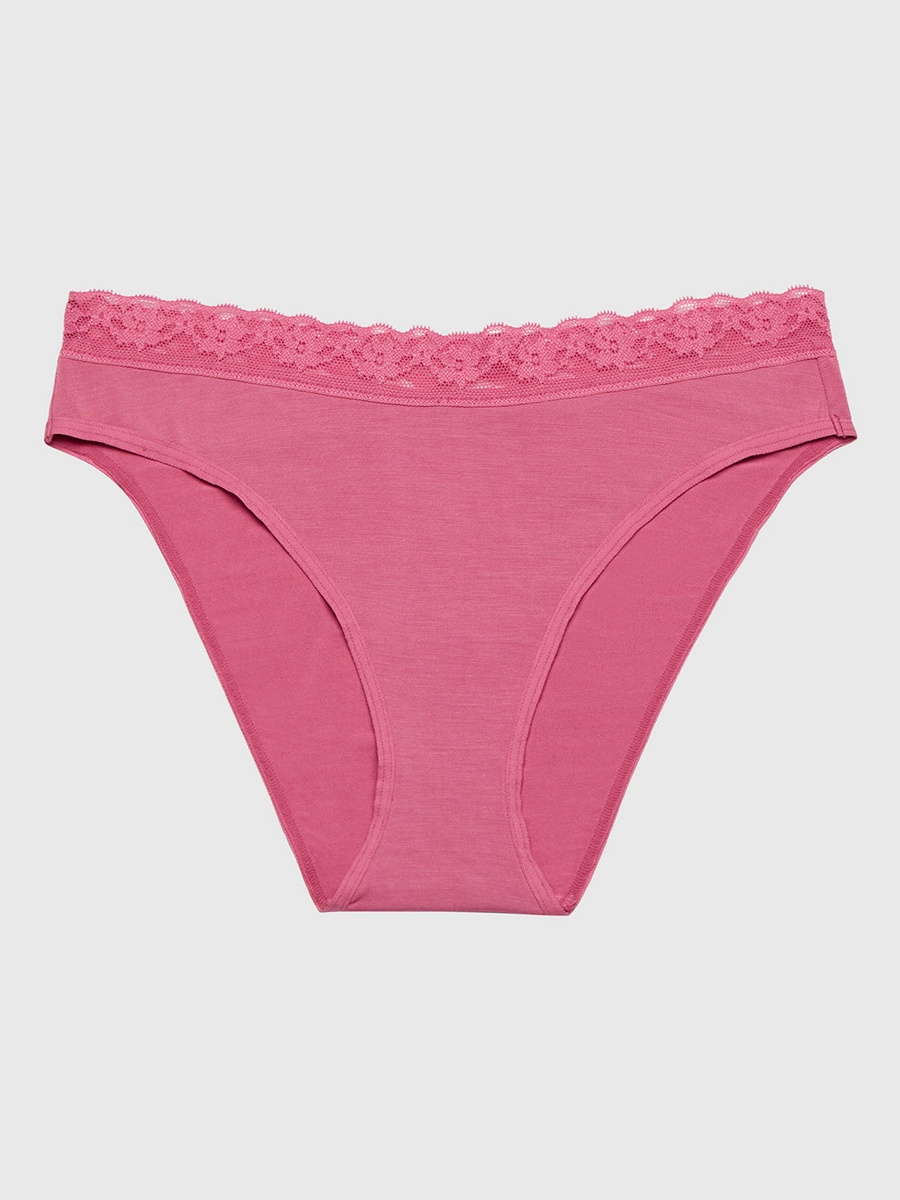 Pink Ultrasoft Modal Bikini with Lace Trim