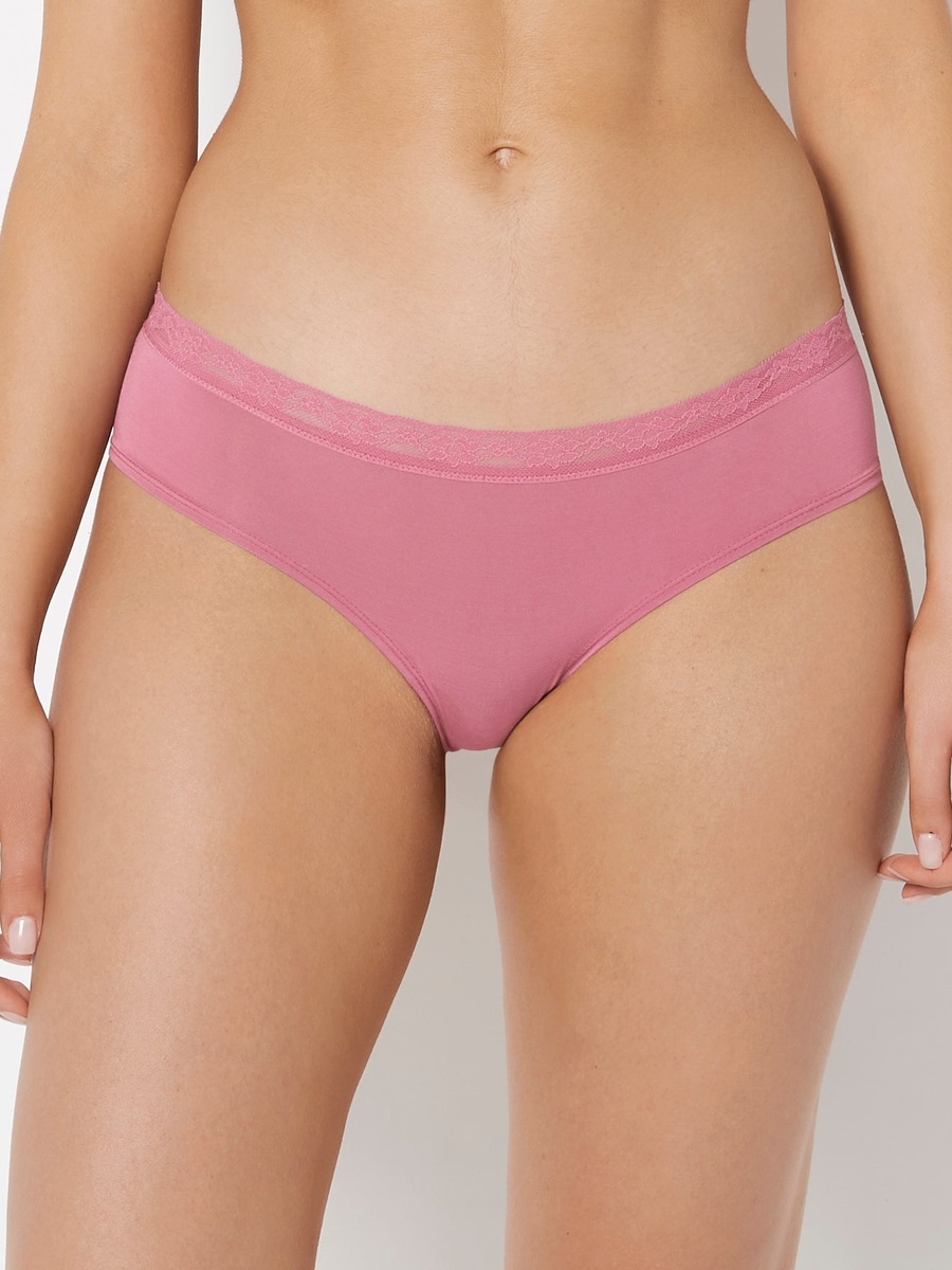 Pink Ultrasoft Modal Hipster Panty with Lace Trim