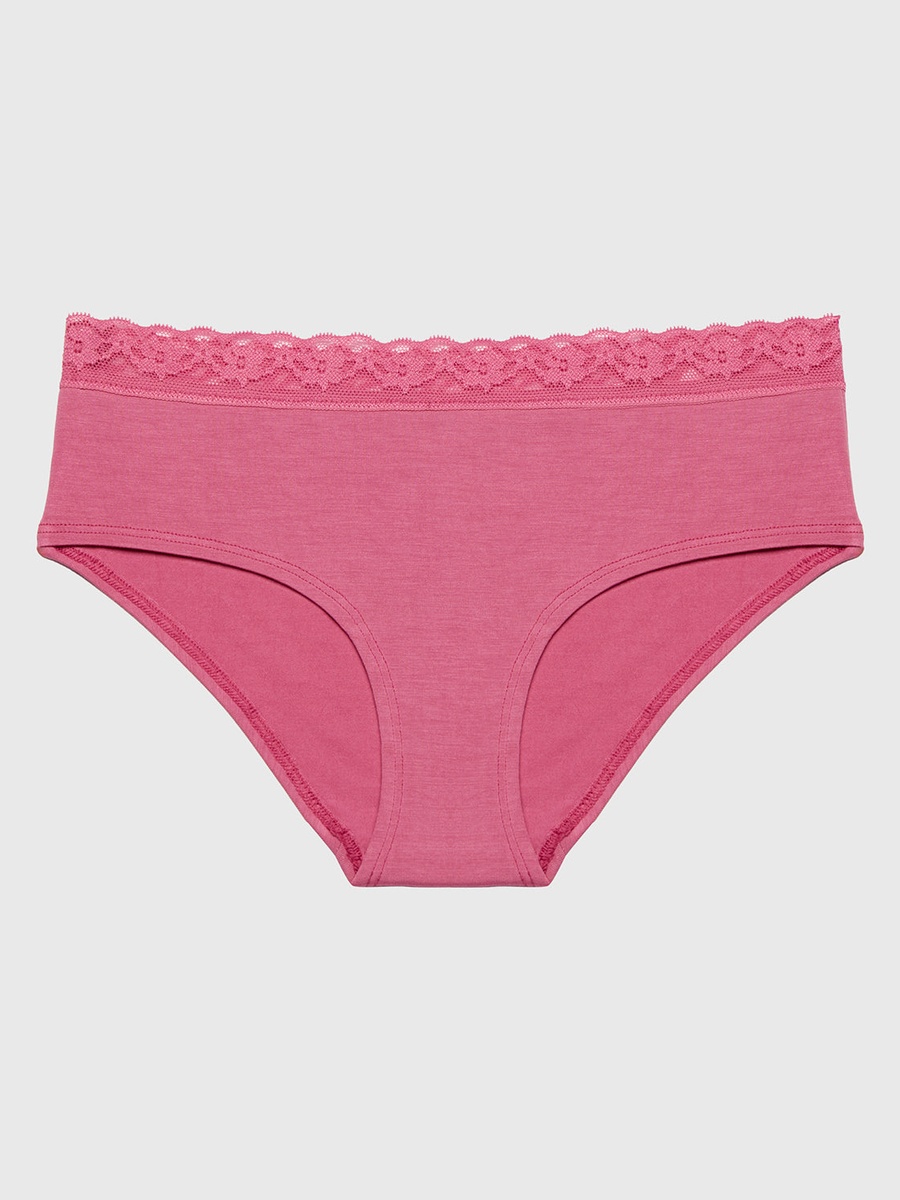 Pink Ultrasoft Modal Hipster Panty with Lace Trim