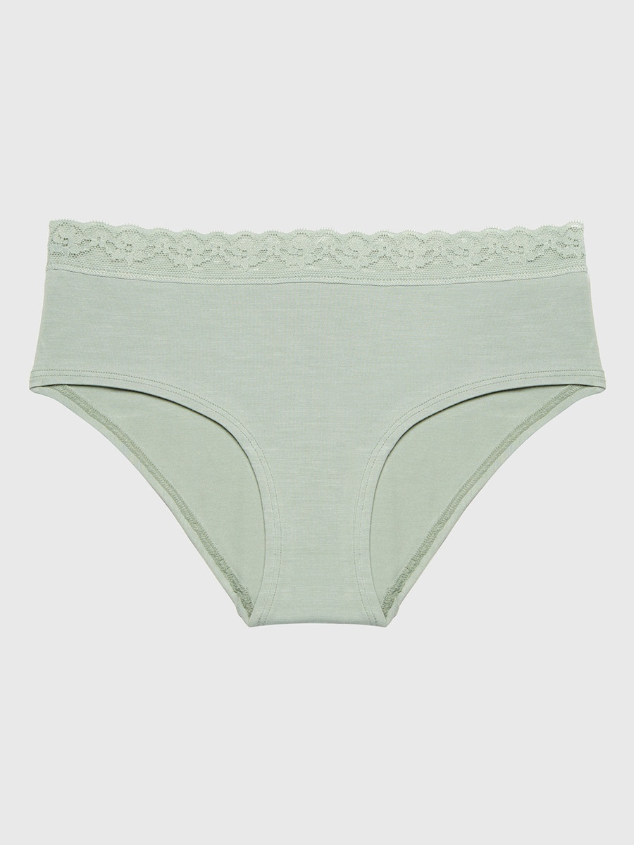 Green Ultrasoft Modal Hipster with Lace Trim