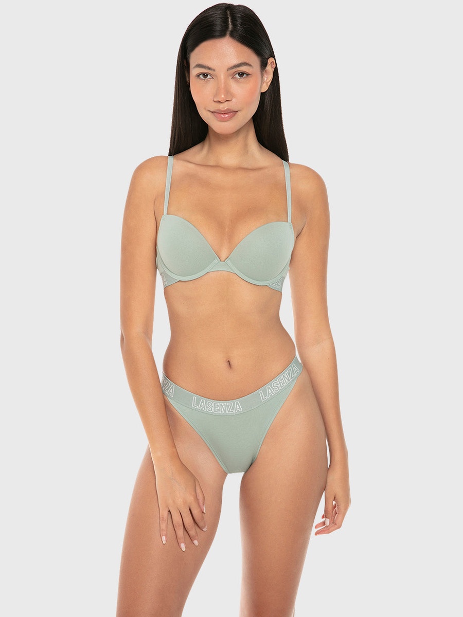 Green Remix Push Up Plunge Bra