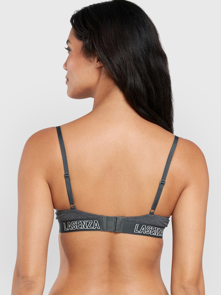 Grey Trendy Push Up Plunge Bra