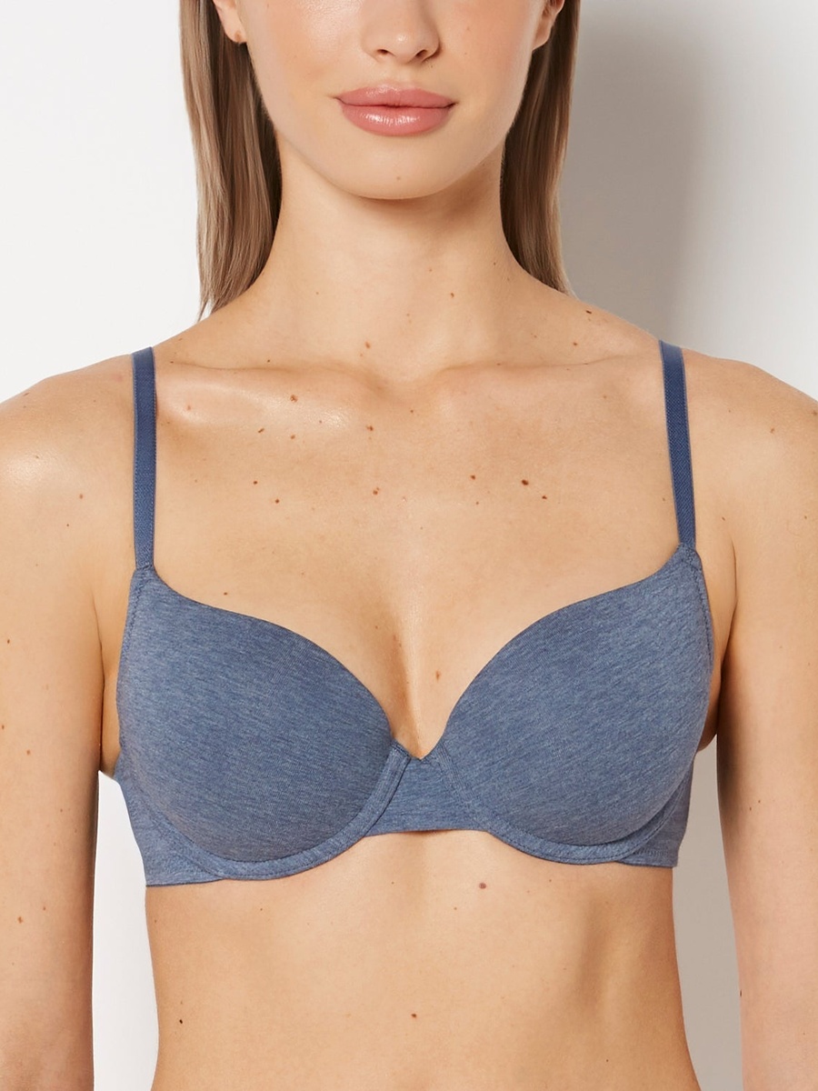 Blue Padded Wired Push Up Demi Bra