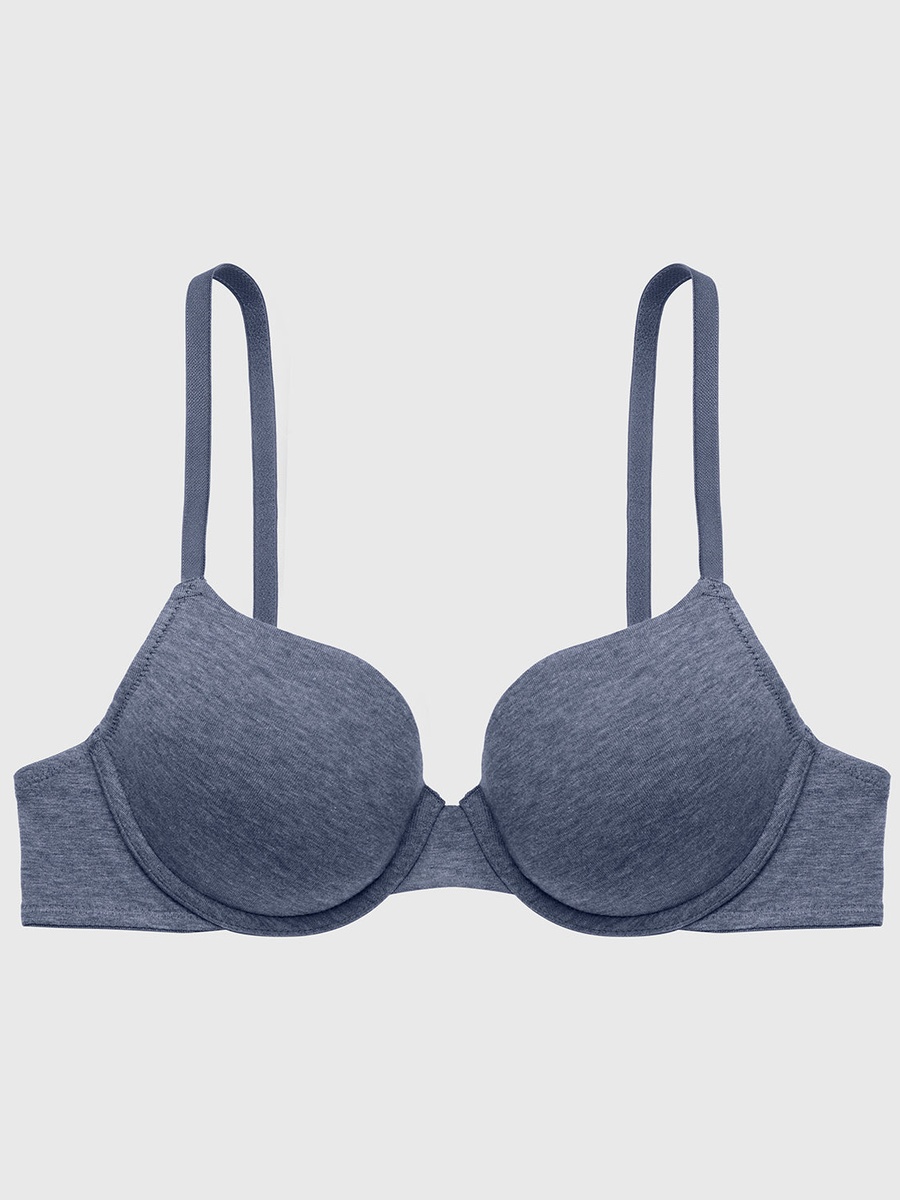 Blue Padded Wired Push Up Demi Bra