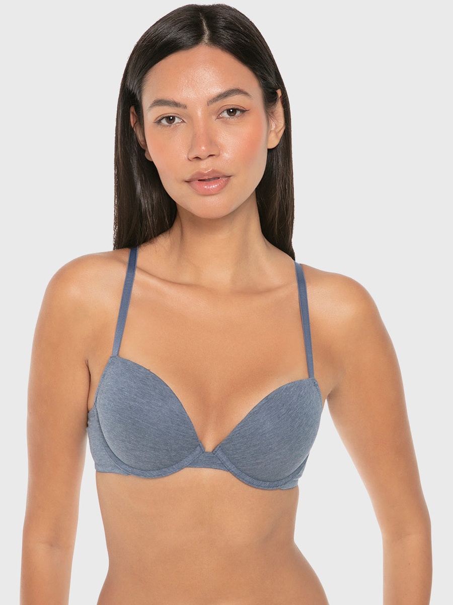 Blue Remix Push Up Plunge Bra