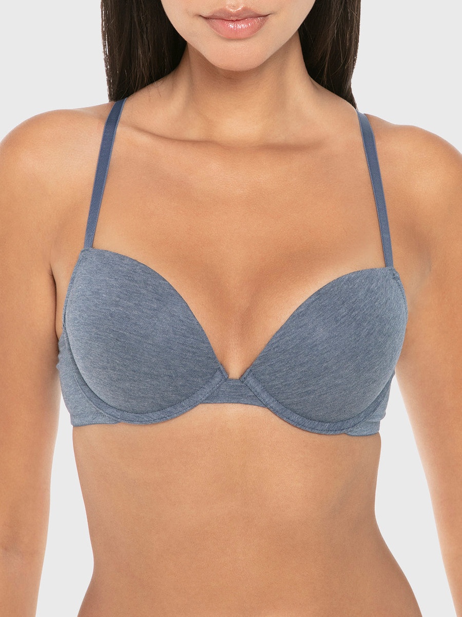 Blue Remix Push Up Plunge Bra