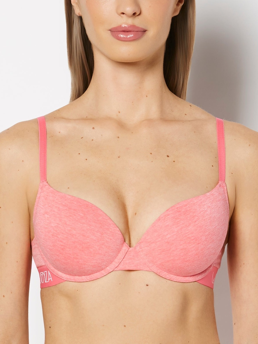 Pink Lightly Lined Demi Bra with Logo Band