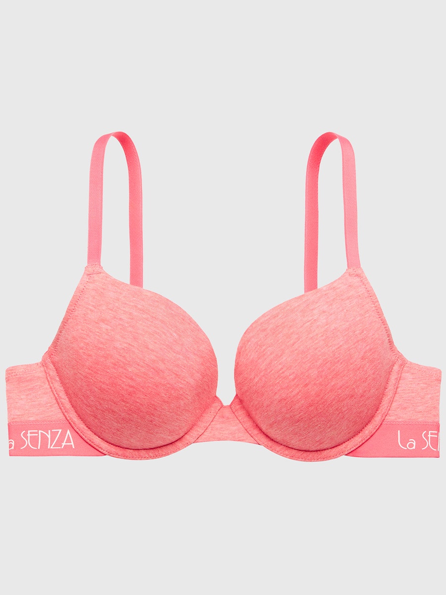 Pink Lightly Lined Demi Bra with Logo Band