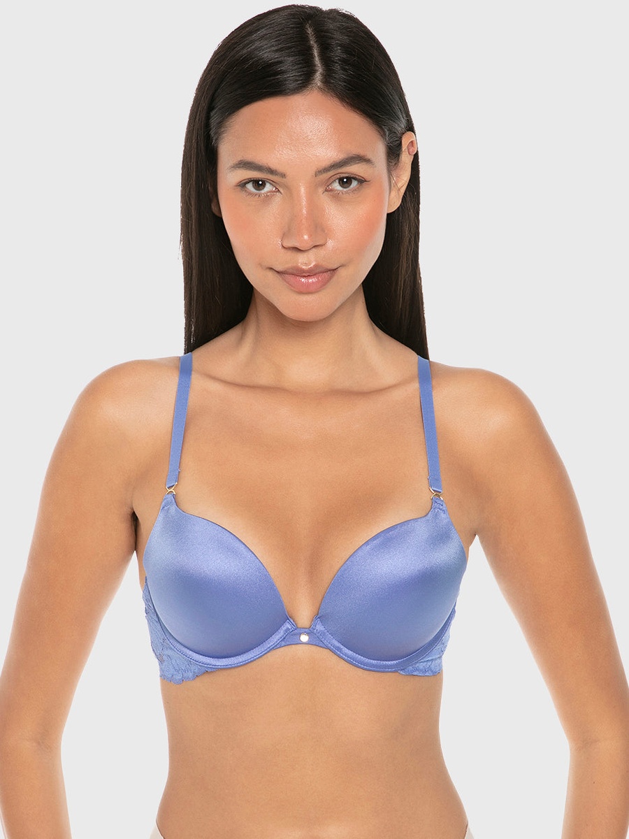 Blue Lace Band Gel Padding Plunge Bra