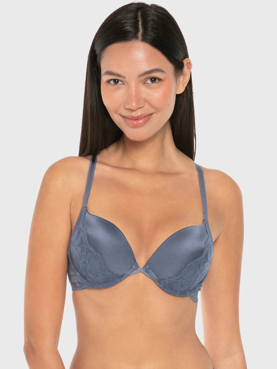 Blue Double Push Up Plunge Bra