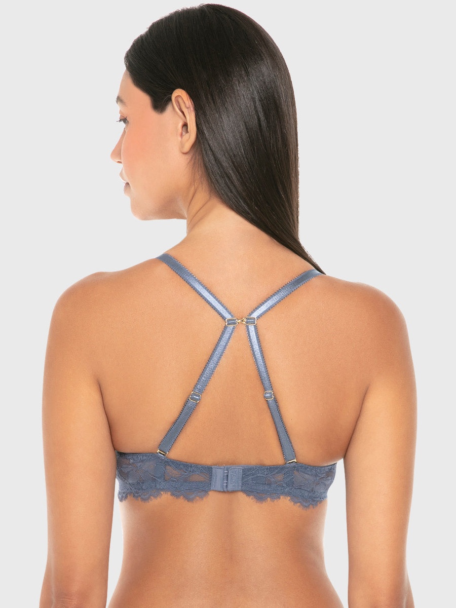 Blue Double Push Up Plunge Bra