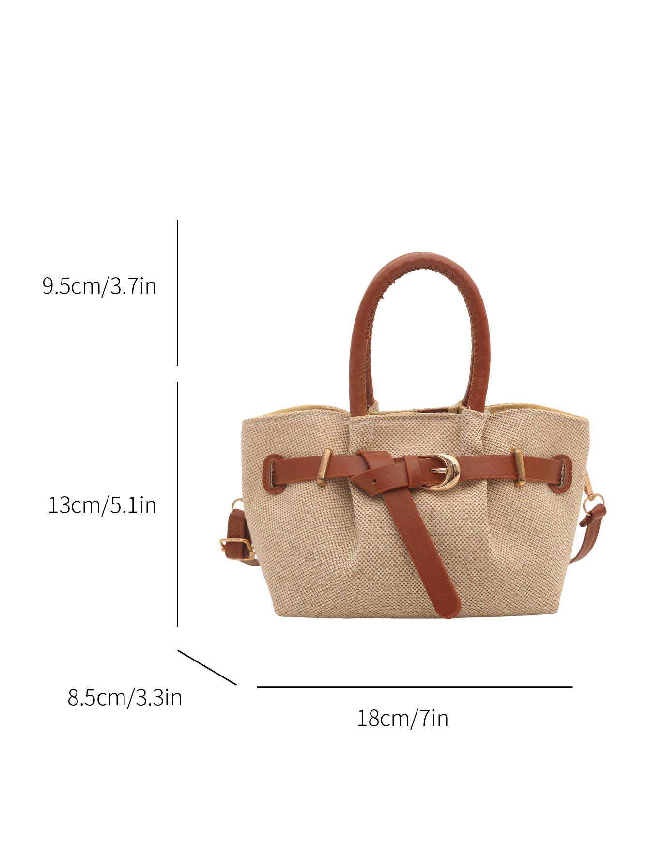 Cream Canvas Handbag with Tan Belt Detail