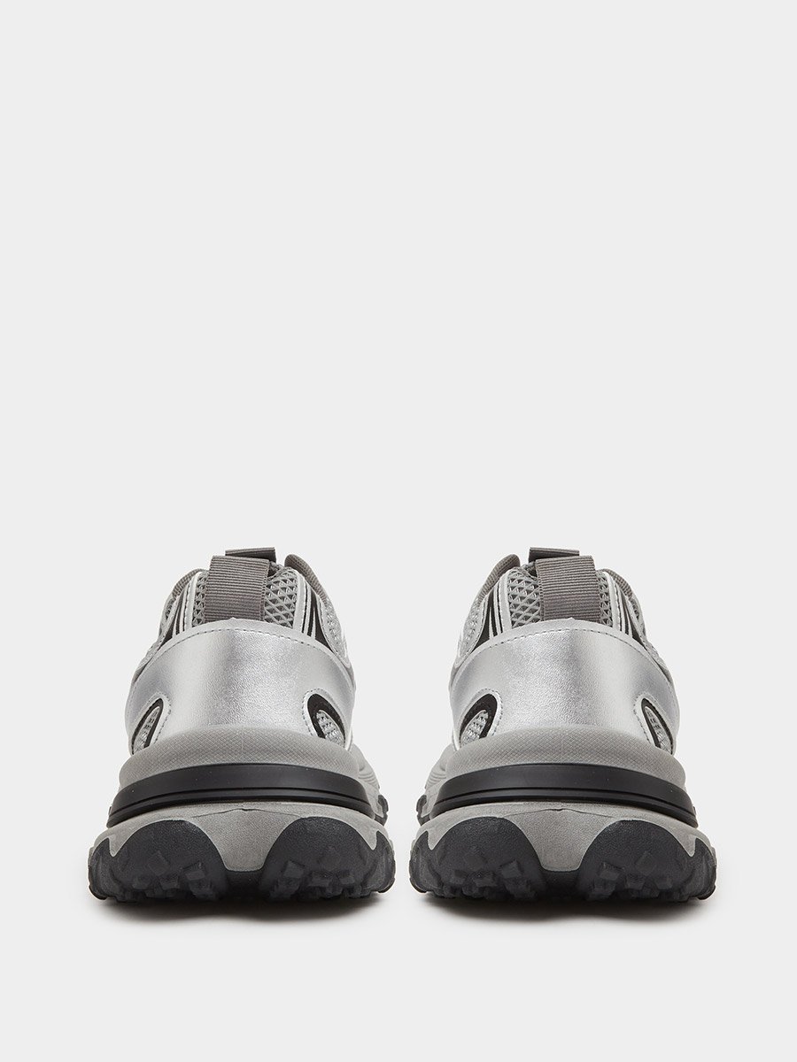Grey Chunky Lace-Up Sneakers