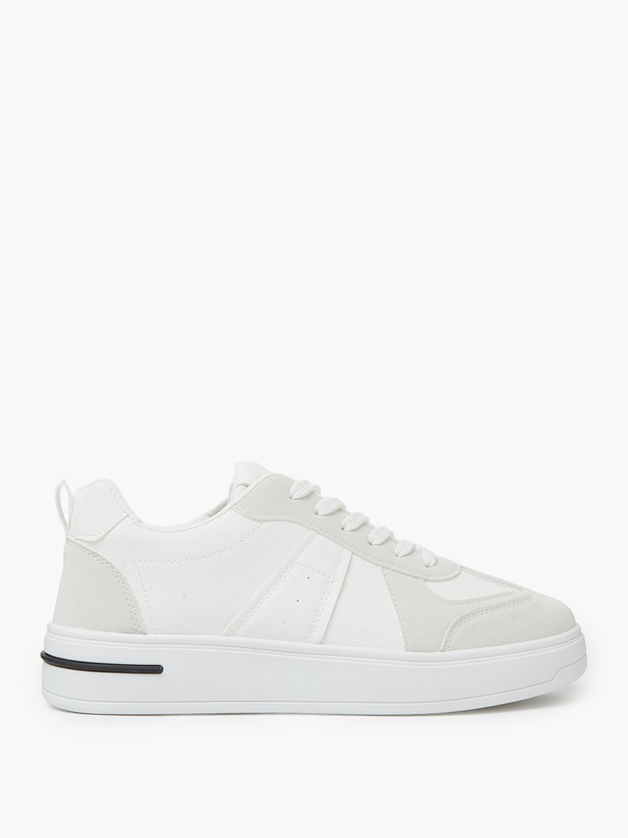 White Lace-Up Minimal Sneakers