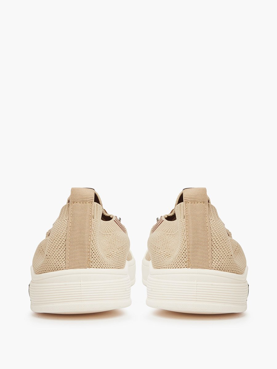 Beige Soft Knit Casual Sneakers