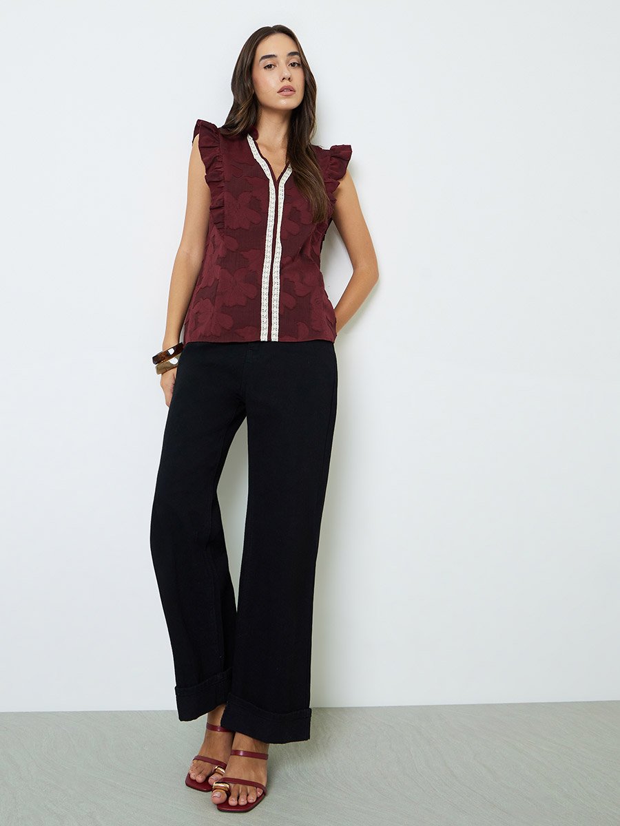 Burgundy Sleeveless Regular Top