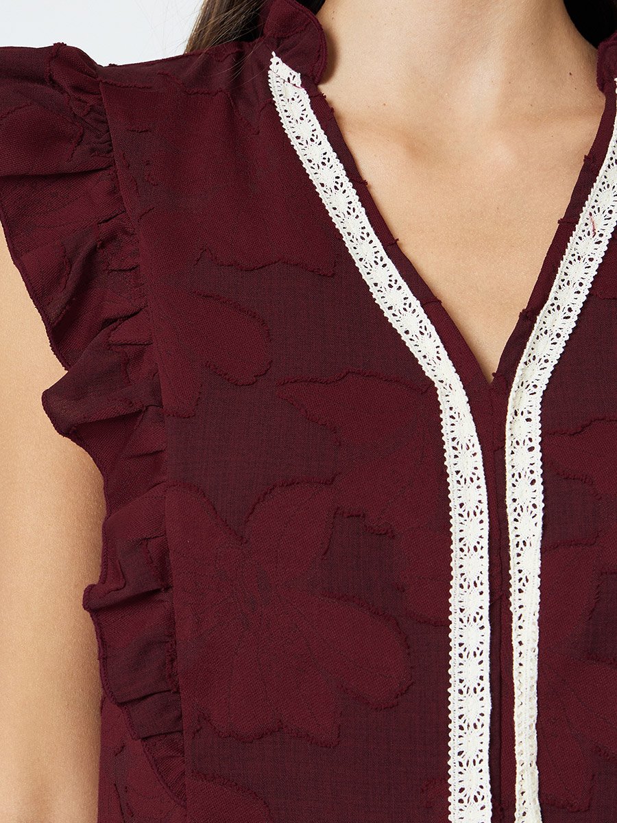 Burgundy Sleeveless Regular Top