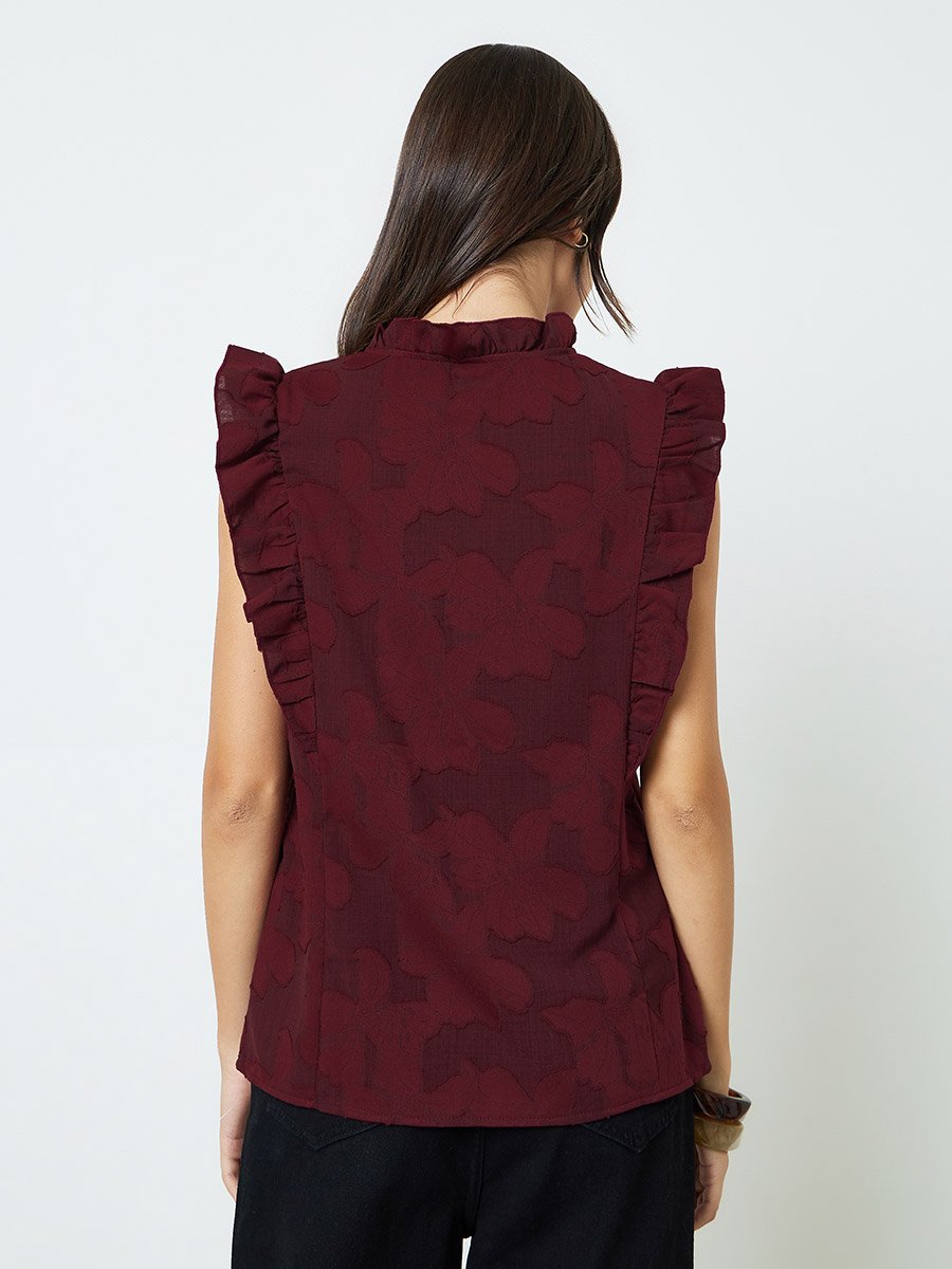 Burgundy Sleeveless Regular Top