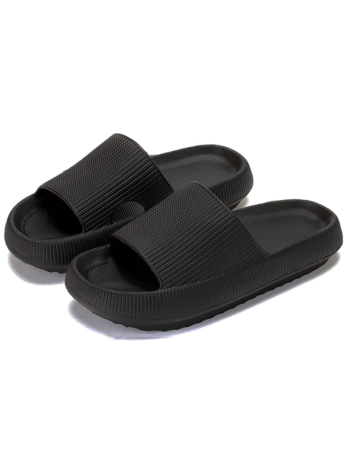 Black Cloud Slides for Women - Comfort and Style for Home and Beach