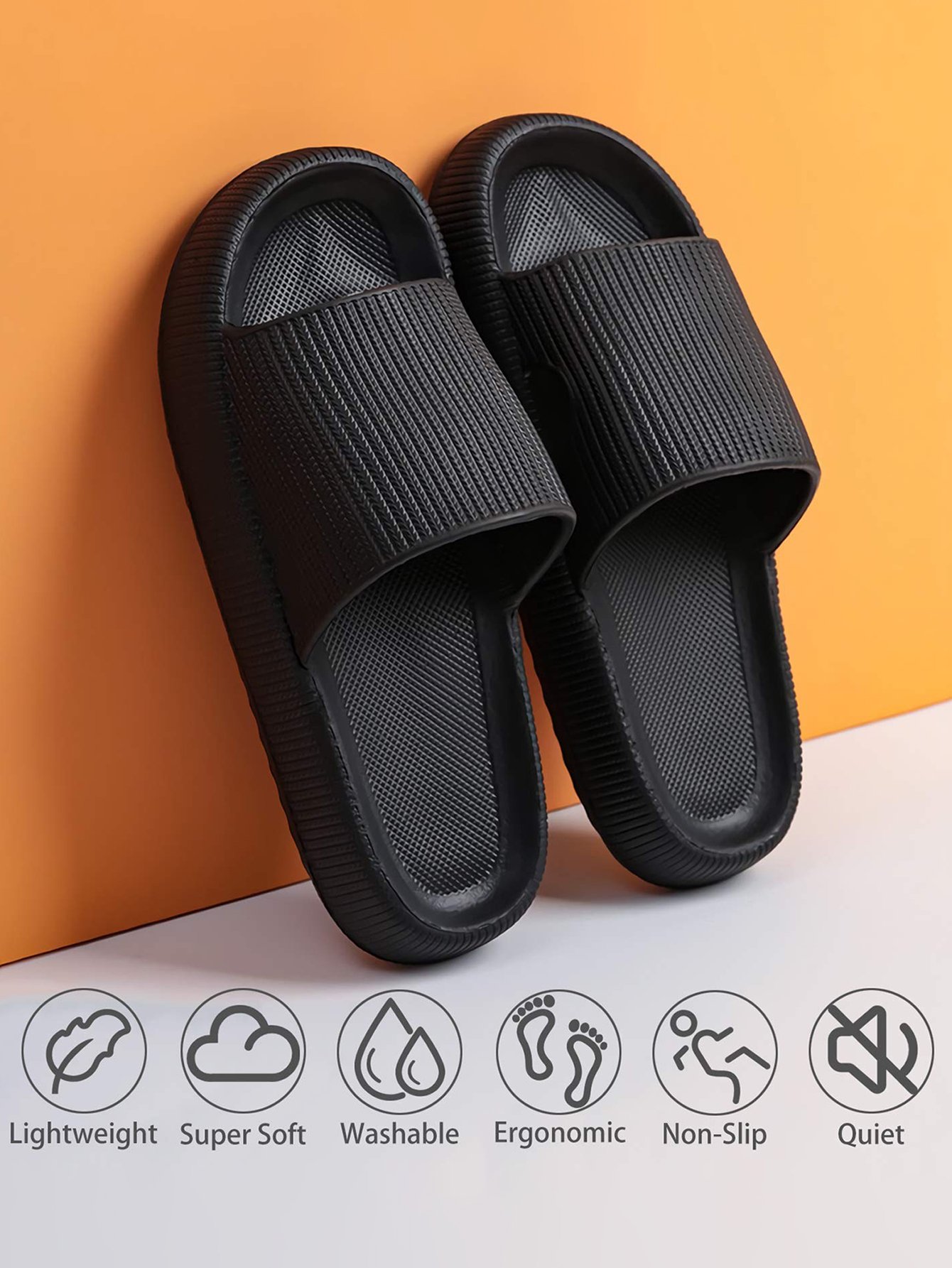 Black Cloud Slides for Women - Comfort and Style for Home and Beach