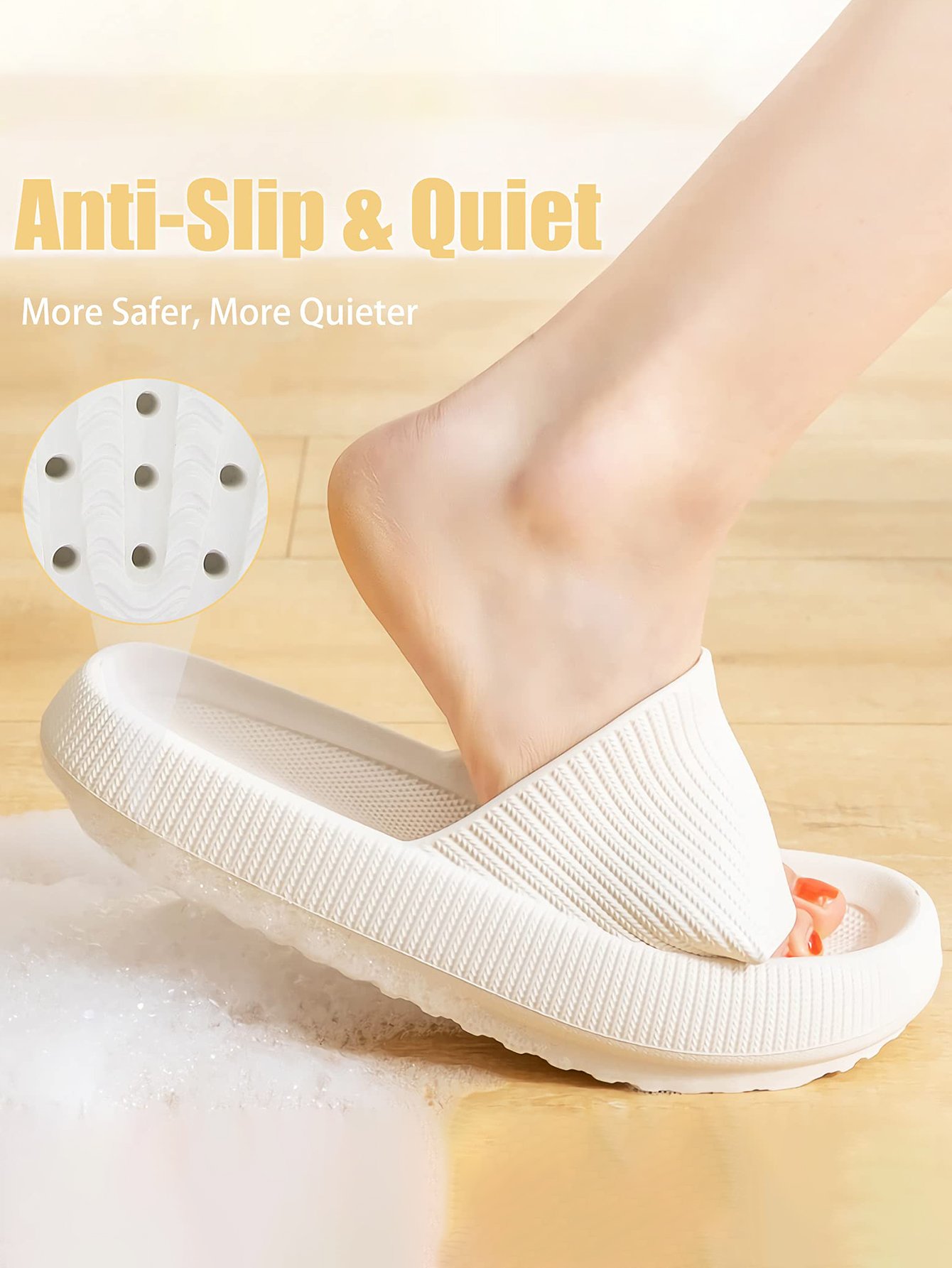 Comfy White Cloud Slides for Women - Soft and Non-Slip