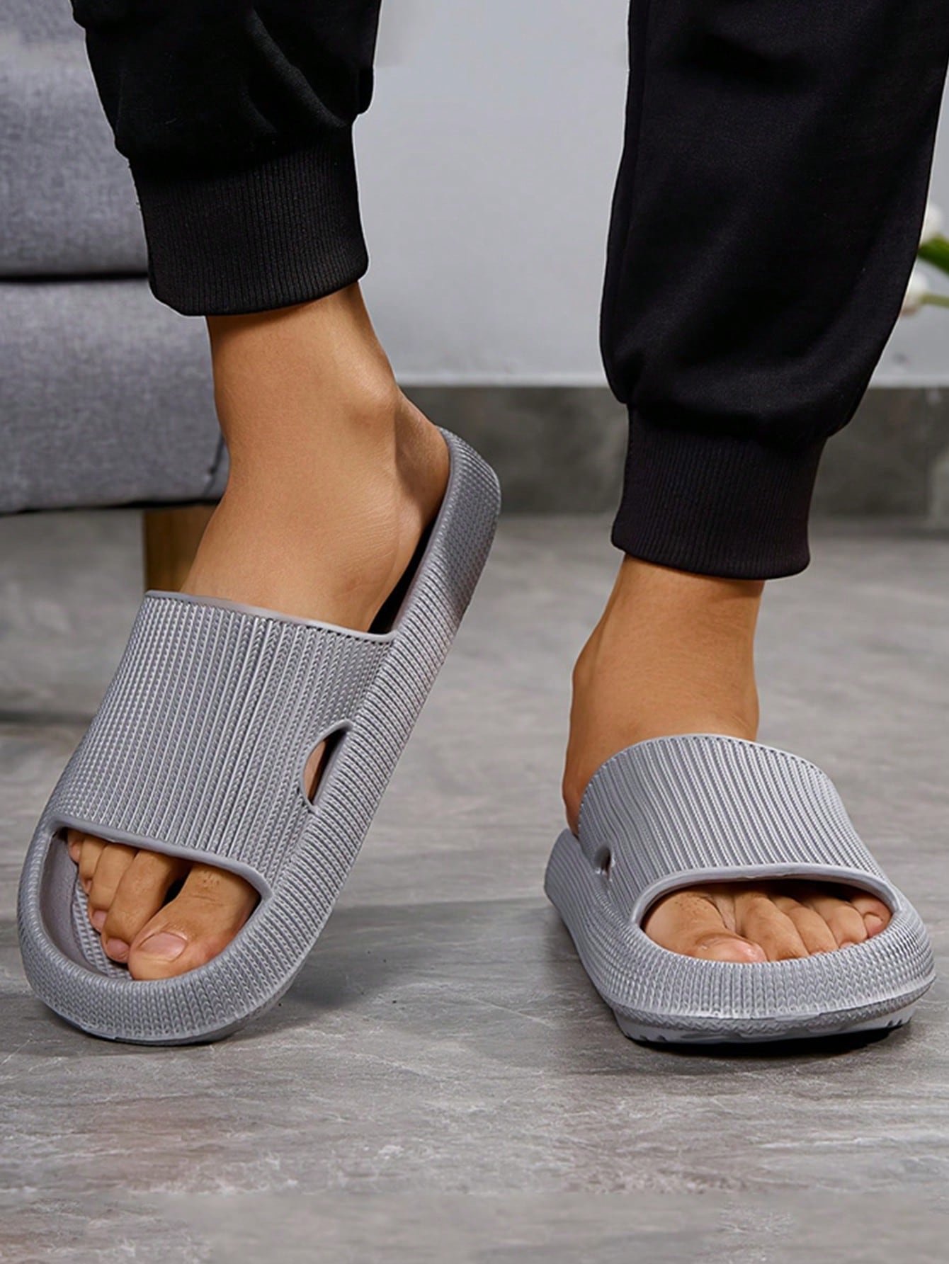 Grey Cloud Slides for Women - Soft and Comfortable Indoor/Outdoor Sandals