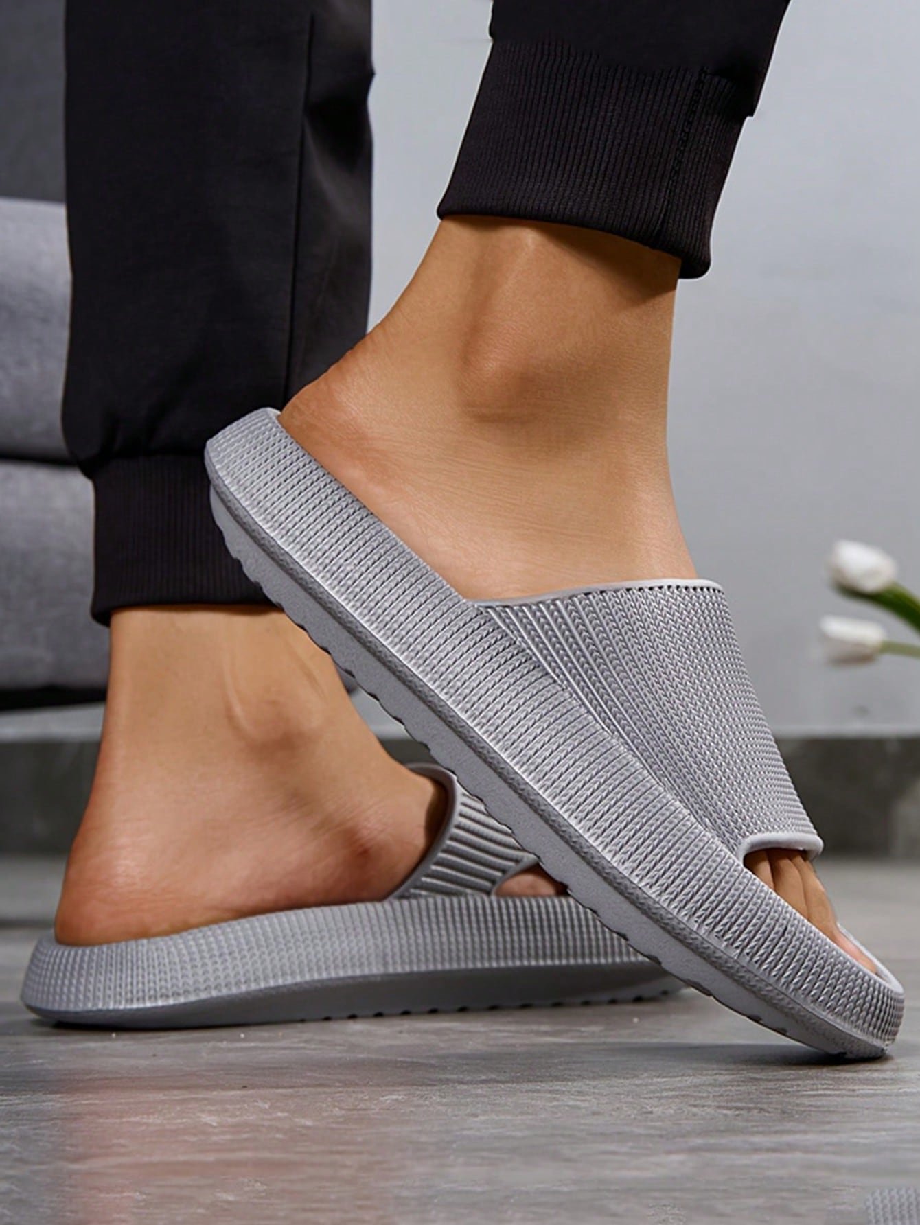 Grey Cloud Slides for Women - Soft and Comfortable Indoor/Outdoor Sandals