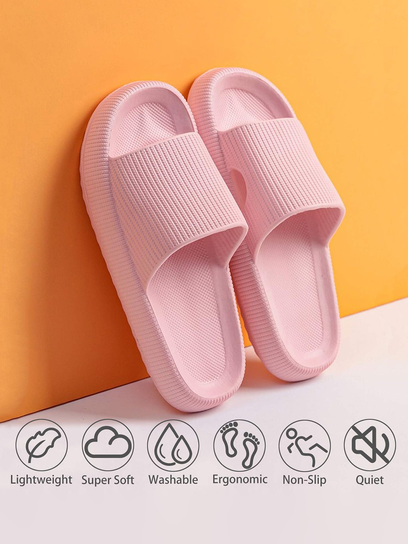 Light Pink Pillow Slides for Women - Soft and Non-Slip