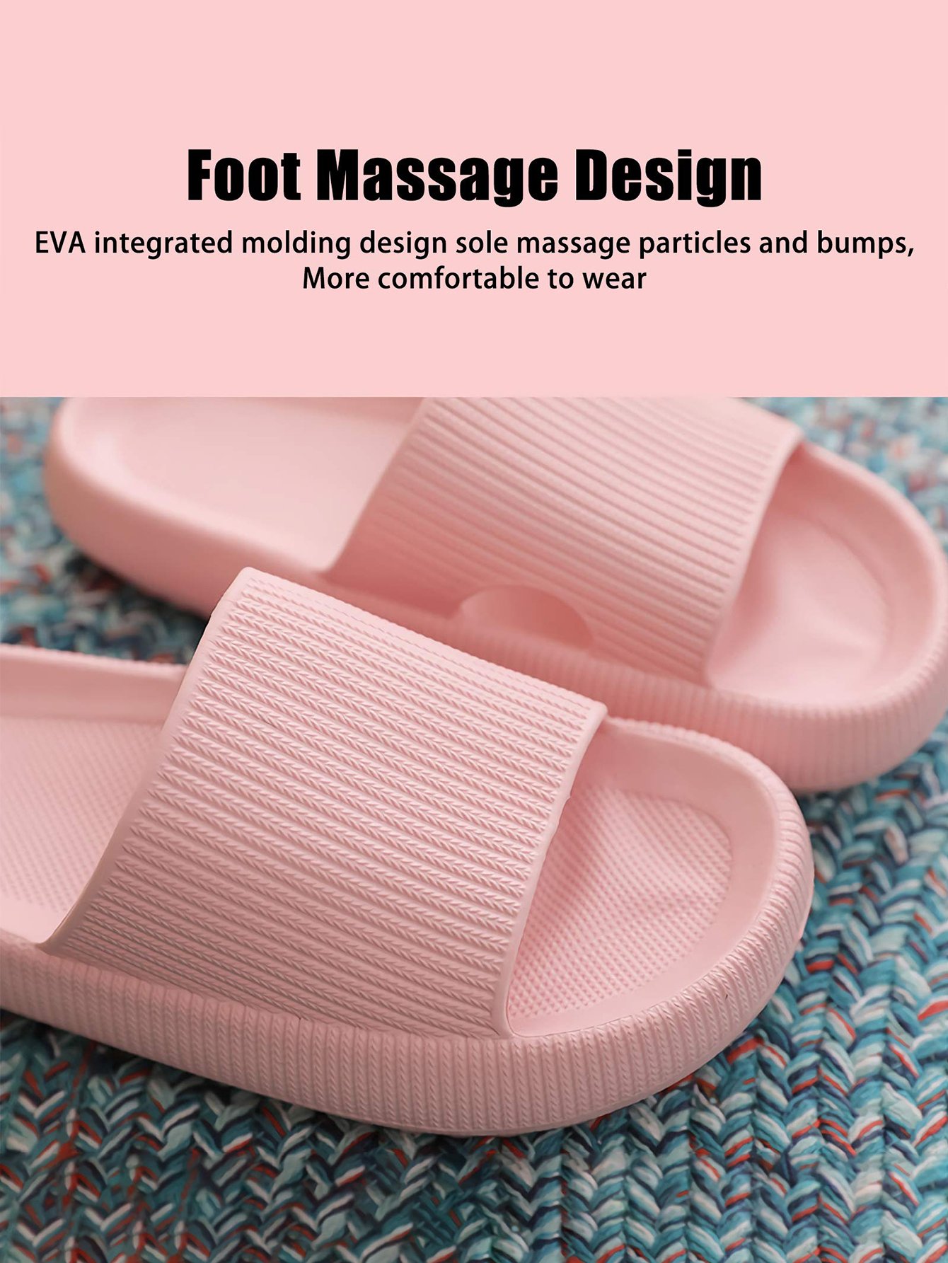 Light Pink Pillow Slides for Women - Soft and Non-Slip