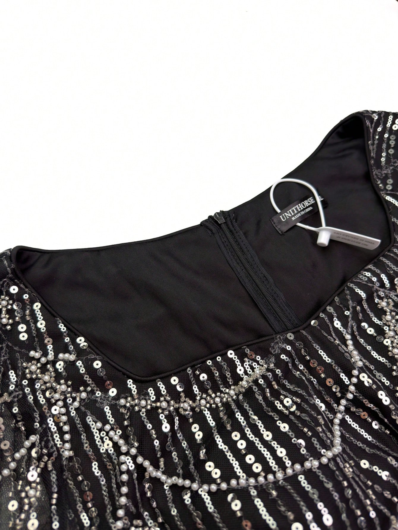 Plus Size Black Beaded Sequin Maxi Dress